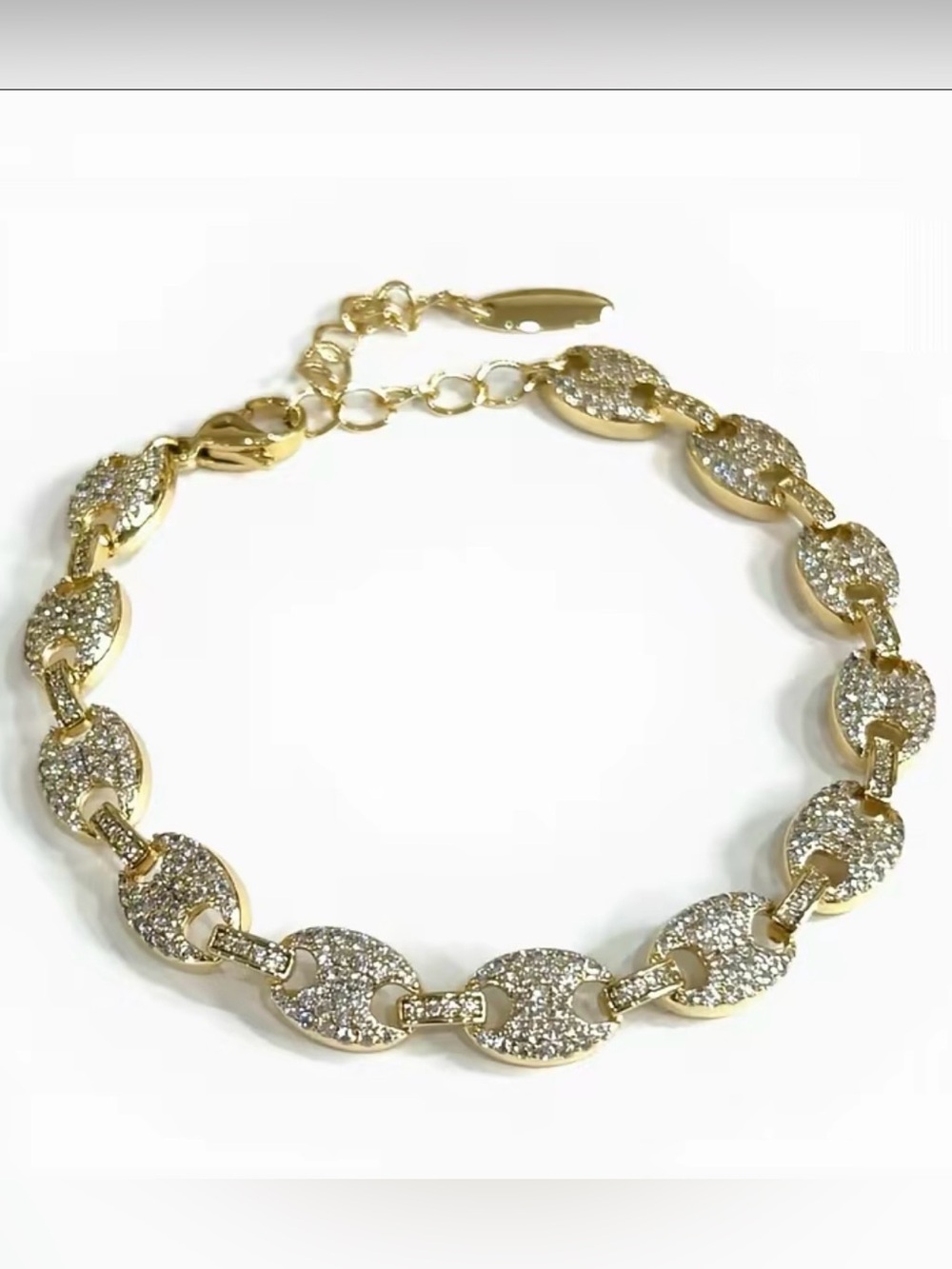 Iced-Out Puffed Mariner Link Bracelet Gold Plated 14k 7in plus extension.